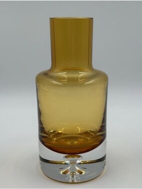 Vintage Krosno Poland Amber Glass Tumble Up Carafe  No Cup MCM Hand Blown